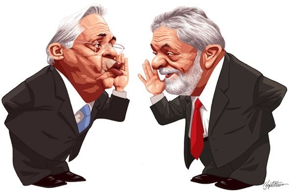 Fernando Henrique Cardoso e Luiz Inácio Lula da Silva - caricatura
